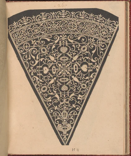 Les Singuliers et Nouveaux Portraicts... page 30 (recto) by Federico de Vinciolo, book, 1588