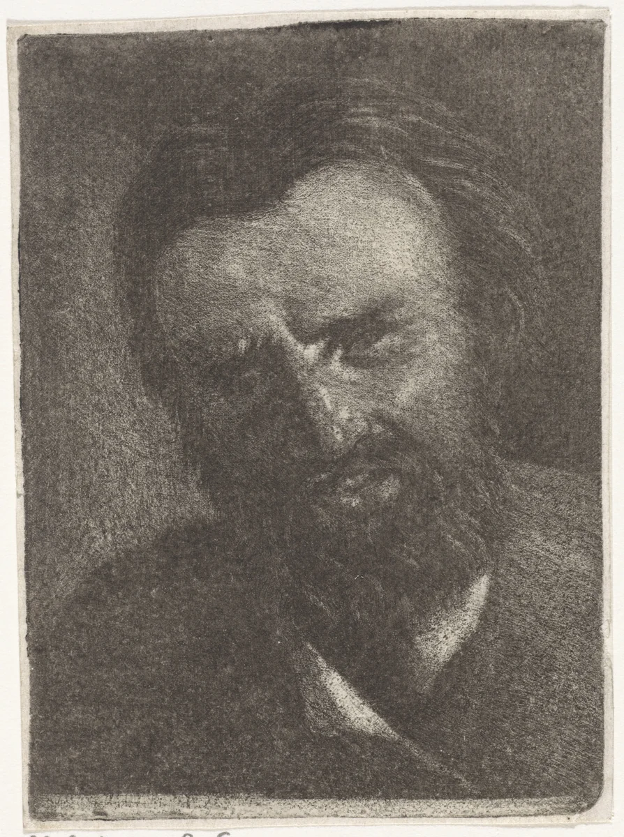 Kop van een man met een korte baard by anonymous, print, 1680-1800