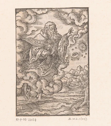 God scheidt het licht van de duisternis by Unknown, print, 1552