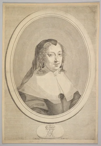 Anne of Austria by Claude Mellan, print, 1640-1650