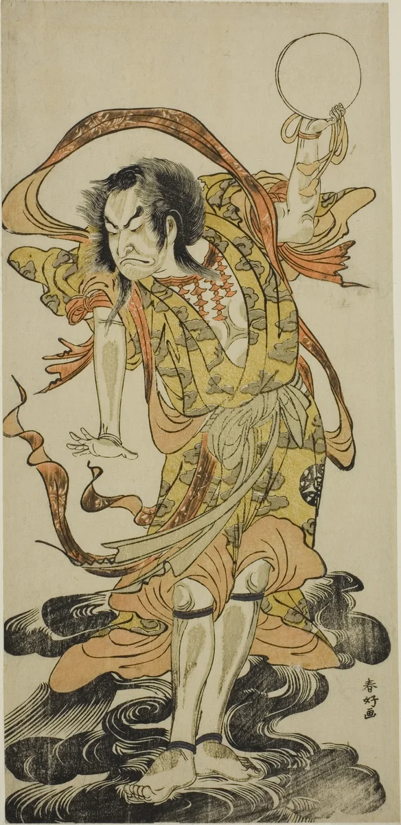 The Actor Nakamura Nakazo I as Toyose Saburozaemon Kageaki in the Play Hono Nitta Daimyojin, Performed at the Morita Theater in the Seventh Month, 1777 by Katsukawa Shunko, print, 1772-1782