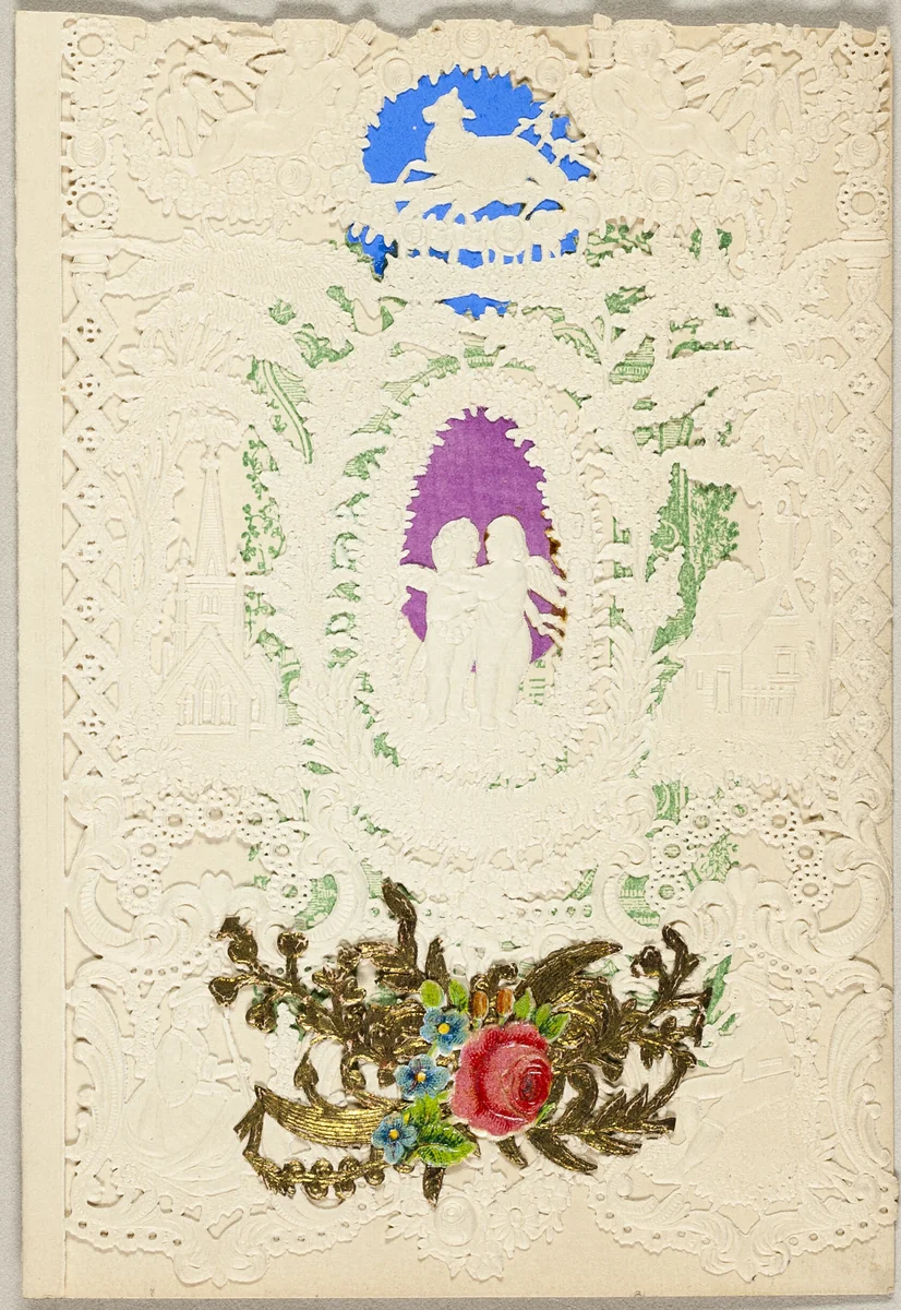 Untitled Valentine (Two Putti in a Wreath) by Esther Howland, other, 1850-1859