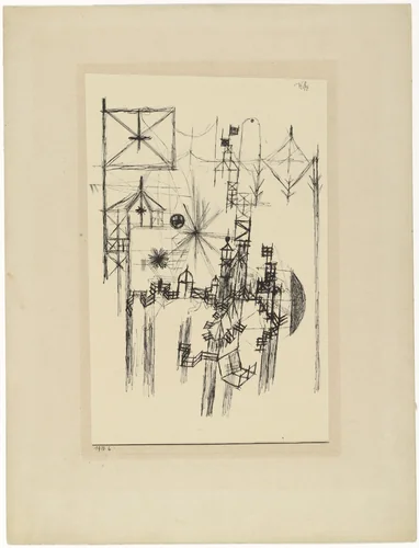 With the Flag (Mit der Fahne) by Paul Klee, drawing, 1918