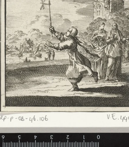 Kind spelend met een windmolentje by Jan Luyken, print, 1712