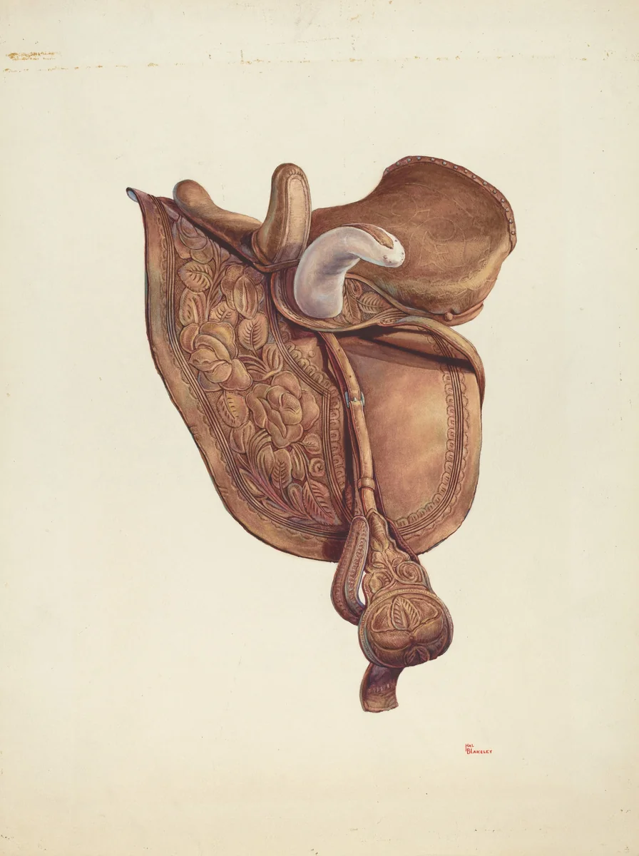Saddle by Hal Blakeley, index of american design, 1941