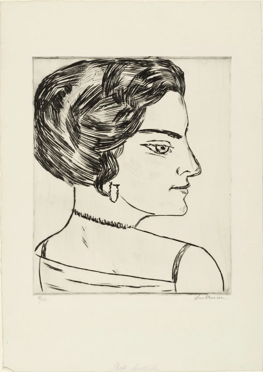 Naila in Profile (Portrait of "Frau H.M.") (Naila im Profil [Bildnis Frau H.M.]) by Max Beckmann, print, 1923
