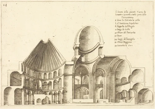 Cross-Section of the Church of the Holy Sepulchre by Jacques Callot, print, 1619