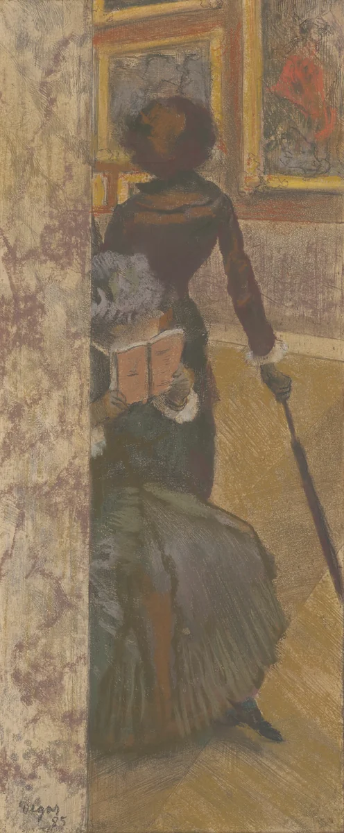 Mary Cassatt at the Louvre: The Paintings Gallery by Edgar Degas, print, 1885