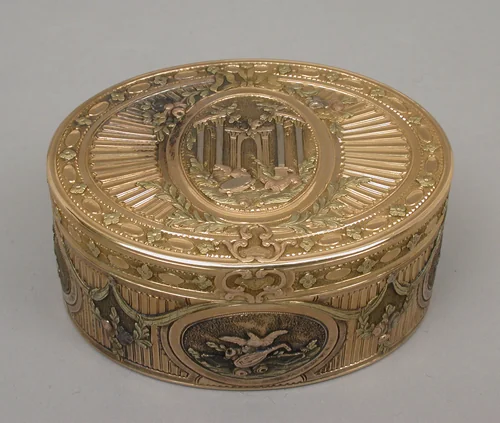Snuffbox by D.M.C., metalwork, 1770-1780