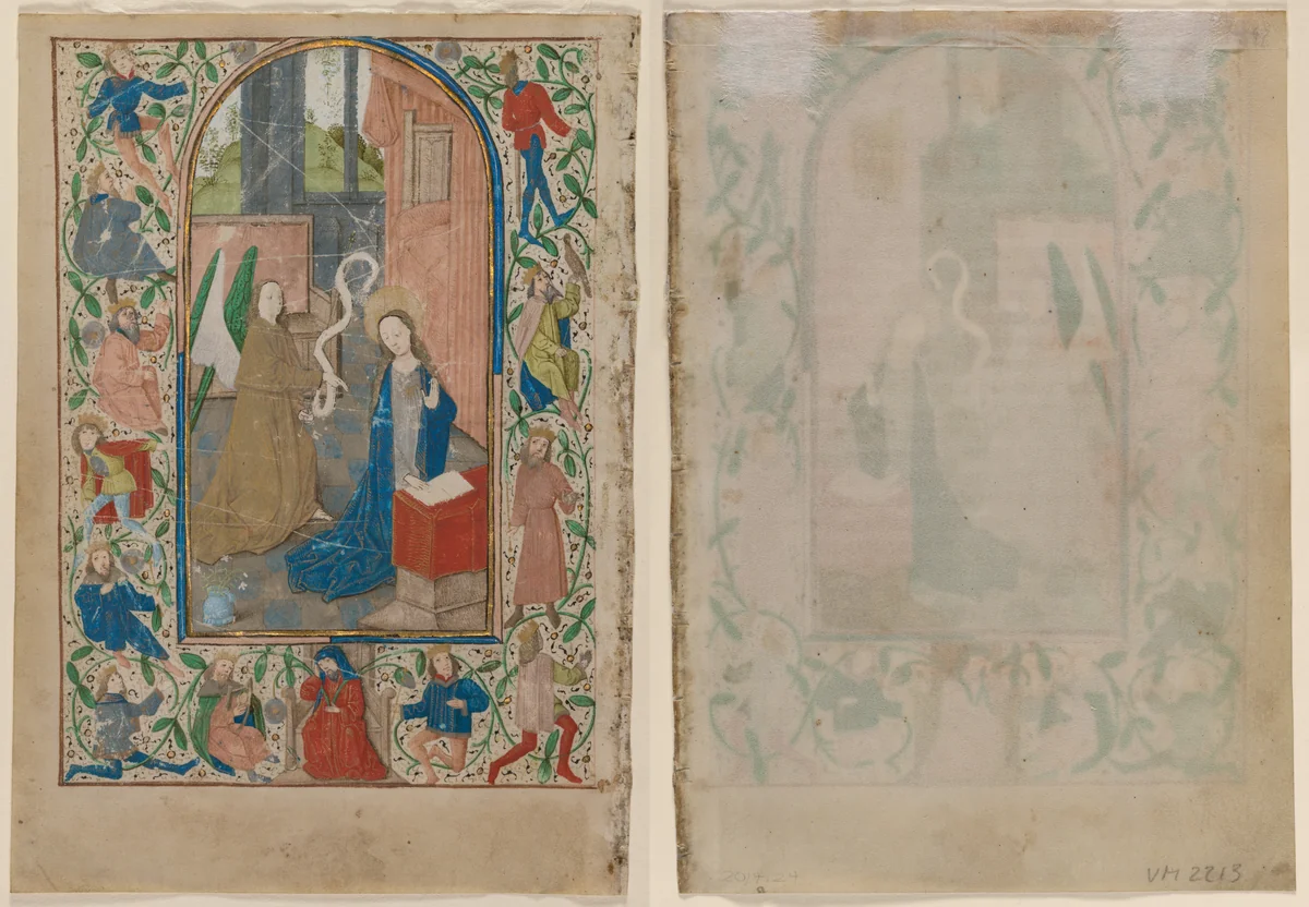 Leaf from a Book of Hours: The Annunciation by Unknown, manuscript, 1470-1479
