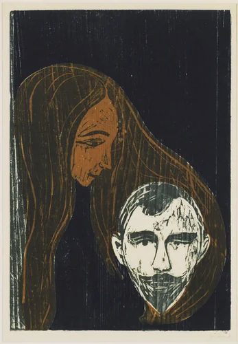 Man's Head in Woman's Hair (Mannshode i Kvinnehår) by Edvard Munch, print, 1896