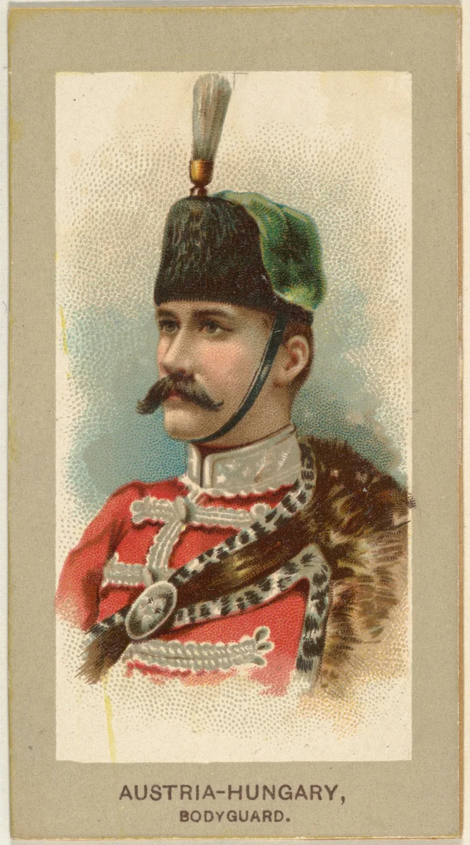 Bodyguard, Austria-Hungary, from the Military Uniforms series (T182) issued by Abdul Cigarettes by Abdul Cigarettes, print, 1881