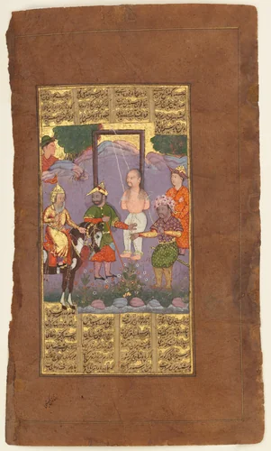 "Rescue of Bizhan by Piran", Folio from a Shahnama (Book of Kings) of Firdausi by Abu'l Qasim Firdausi, manuscript, 1585-1635