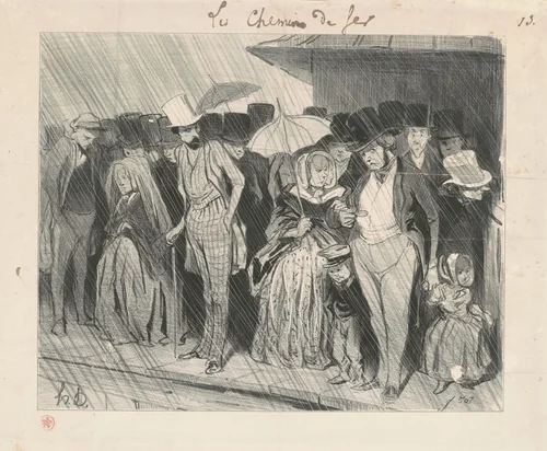 Une station infiniment trop prolongée by Honoré Daumier, print, 1843