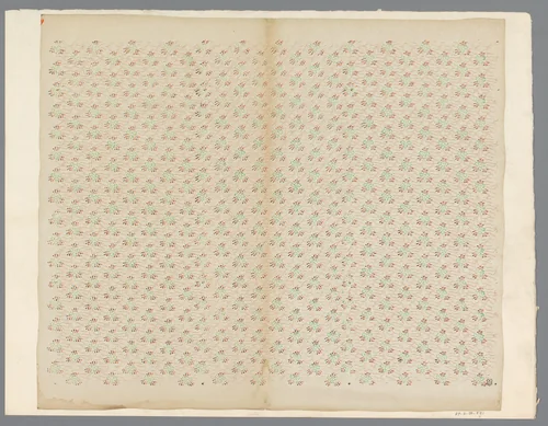 Blad met strooipatroon van bloemmotief en lijnenfond bestaande uit punten by anonymous, other, 1800-1900