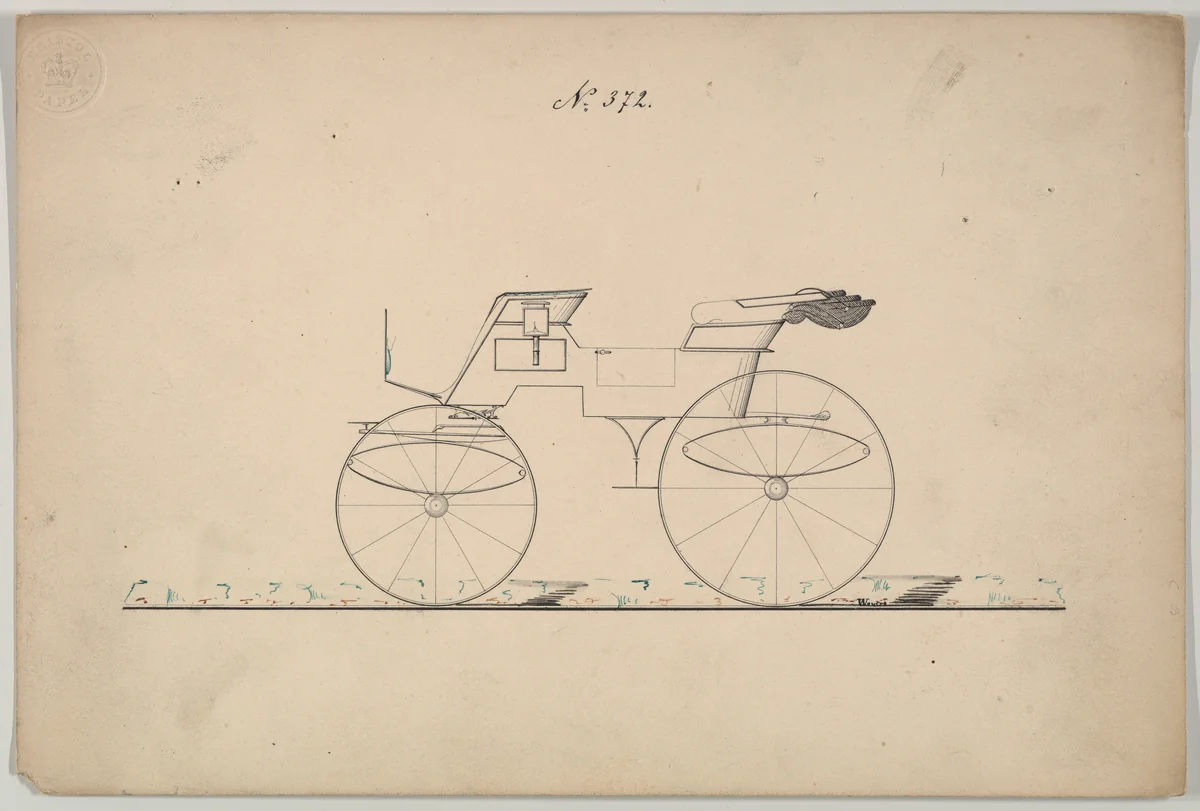 Design for Phaeton, no. 372 by Brewster & Co., drawing, 1850-1874