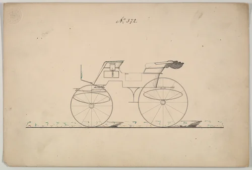Design for Phaeton, no. 372 by Brewster & Co., drawing, 1850-1874