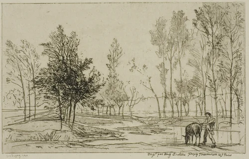 The Donkey at the Watering Place by Charles-François Daubigny, print, 1845-1855