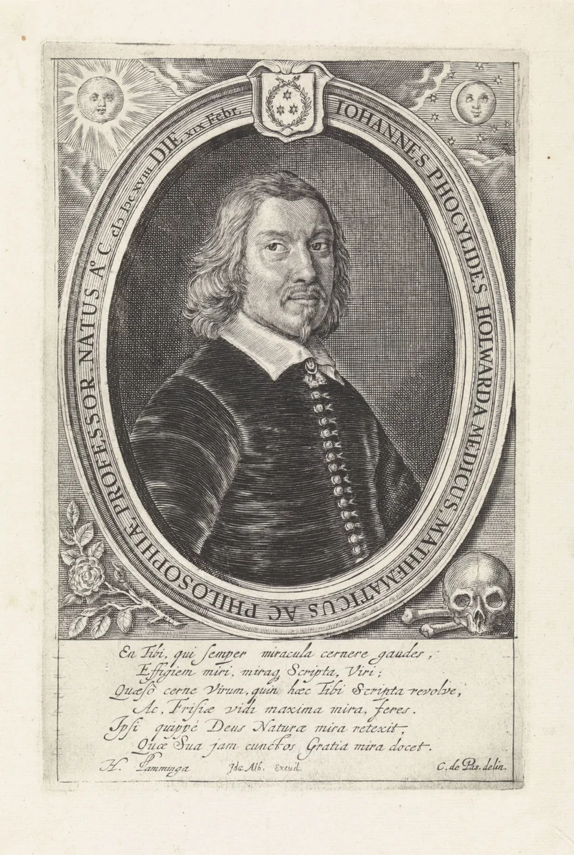 Portret van Johannes Phocylides Holwarda by Crispijn van de Passe, print, 1652
