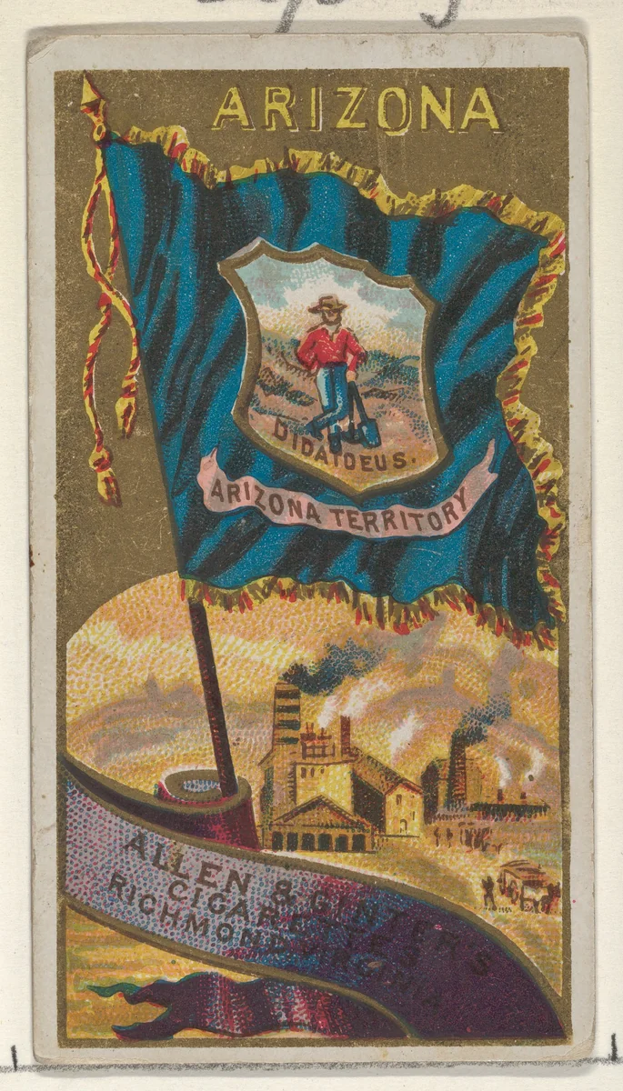 Arizona, from Flags of the States and Territories (N11) for Allen & Ginter Cigarettes Brands by Allen & Ginter, print, 1888