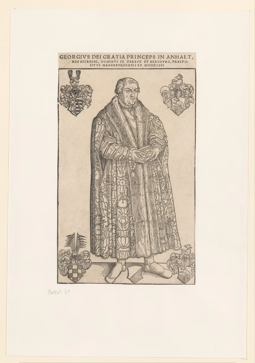 Portret van Georg III prins van Anhalt-Dessau by anonymous, print, 1525-1586