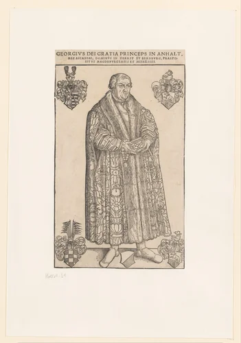 Portret van Georg III prins van Anhalt-Dessau by anonymous, print, 1525-1586