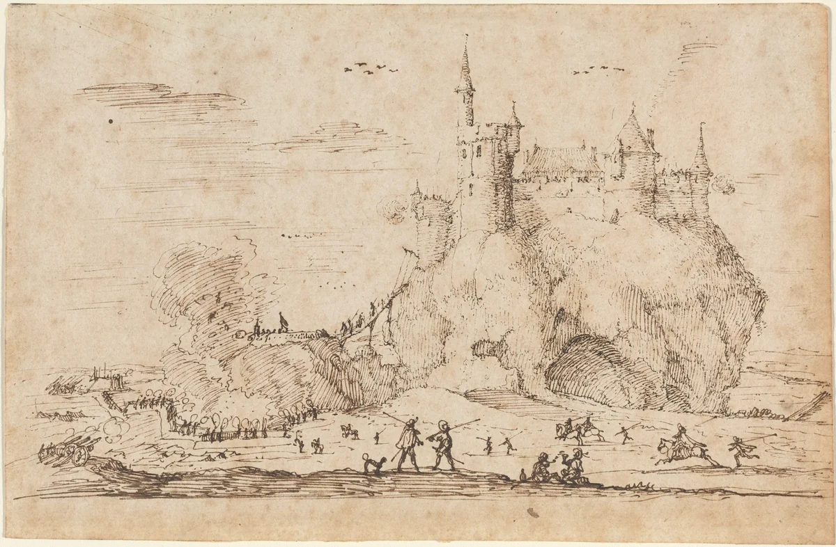 Castle under Siege by Israël Silvestre, drawing, 1621-1691