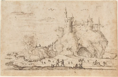 Castle under Siege by Israël Silvestre, drawing, 1621-1691