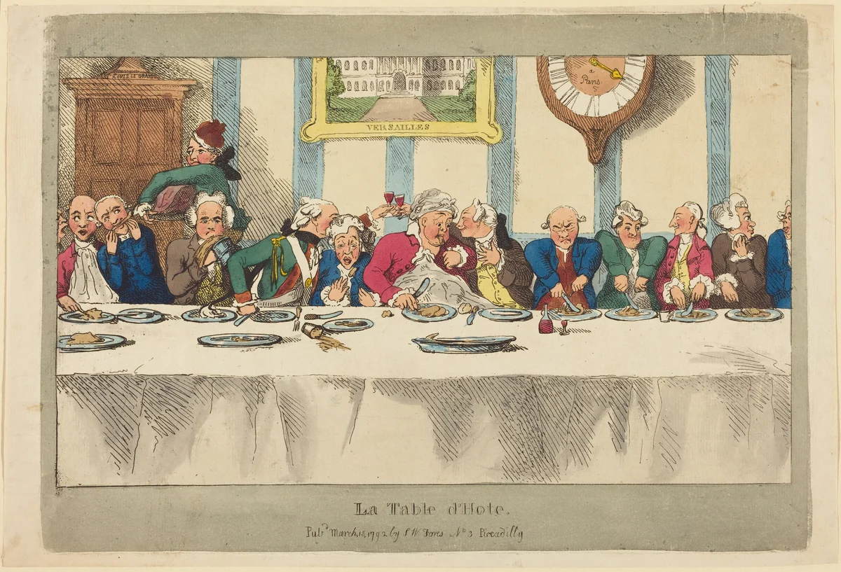 La Table d'Hote by Thomas Rowlandson, print, 1792