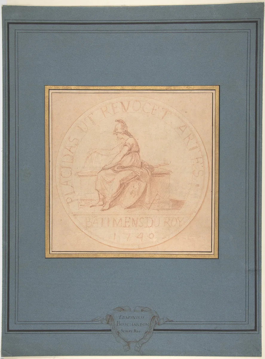 Design for a Medal: Bâtiments du Roy, 1740 by Edme Bouchardon, drawing, 1710-1762