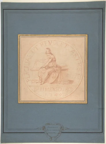 Design for a Medal: Bâtiments du Roy, 1740 by Edme Bouchardon, drawing, 1710-1762