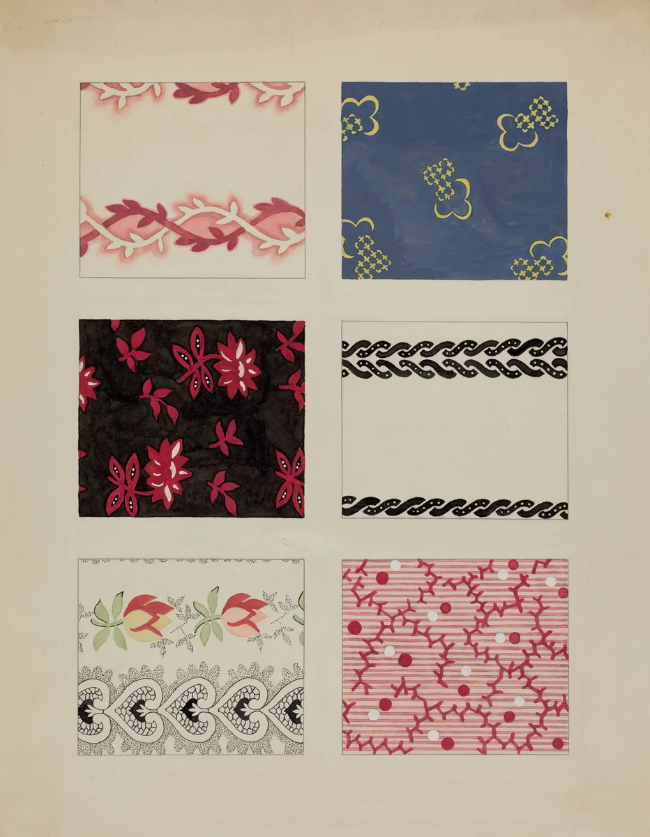 Materials from Quilt by Dorothy Posten, index of american design, 1936