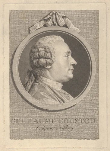 Portrait of Guillaume Coustou by Augustin de Saint-Aubin, print, 1770