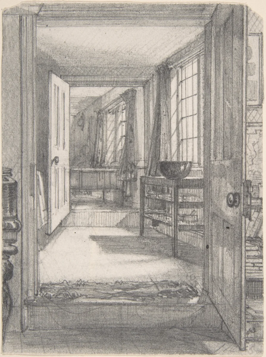 A Cottage Parlour by Sir Francis Seymour Haden, drawing, 1838-1910