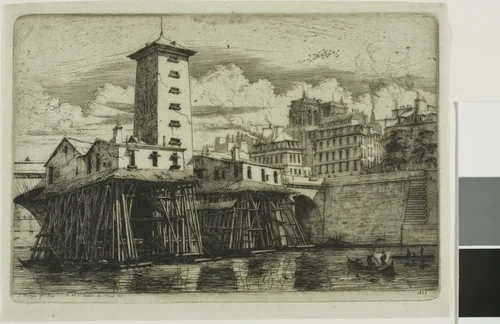 La Pompe Notre-Dame, Paris by Charles Meryon, print, 1852