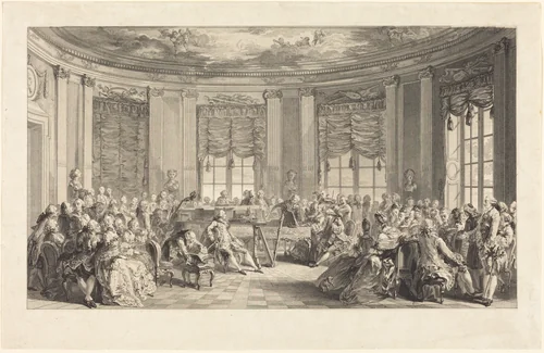 Le concert by Antoine-Jean Duclos; Augustin de Saint-Aubin, print, 1774