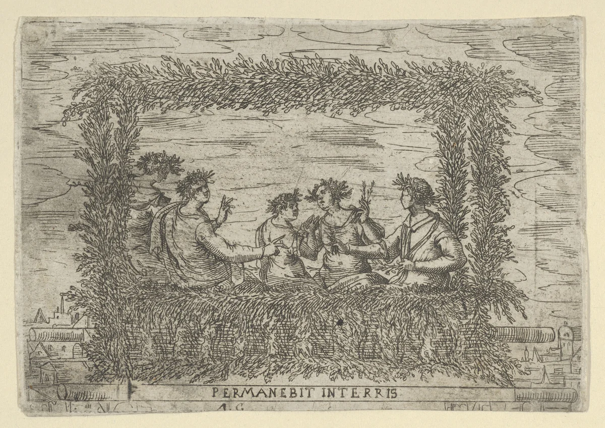 Permanebit in Terris (Continue on Earth) by anonymous, print, 1500-1599