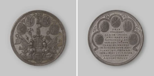 Honderdste planting van de Meiboom te 's Gravenhage by Martinus Holtzhey, metalwork, 1734