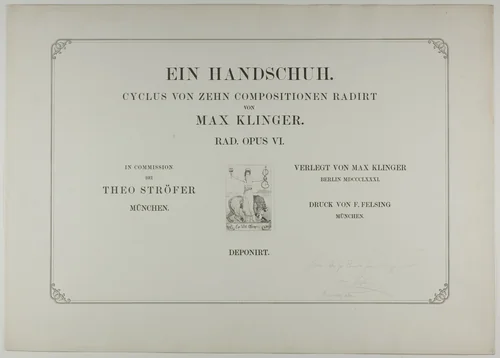 Cover to A Glove by Max Klinger, print, 1881