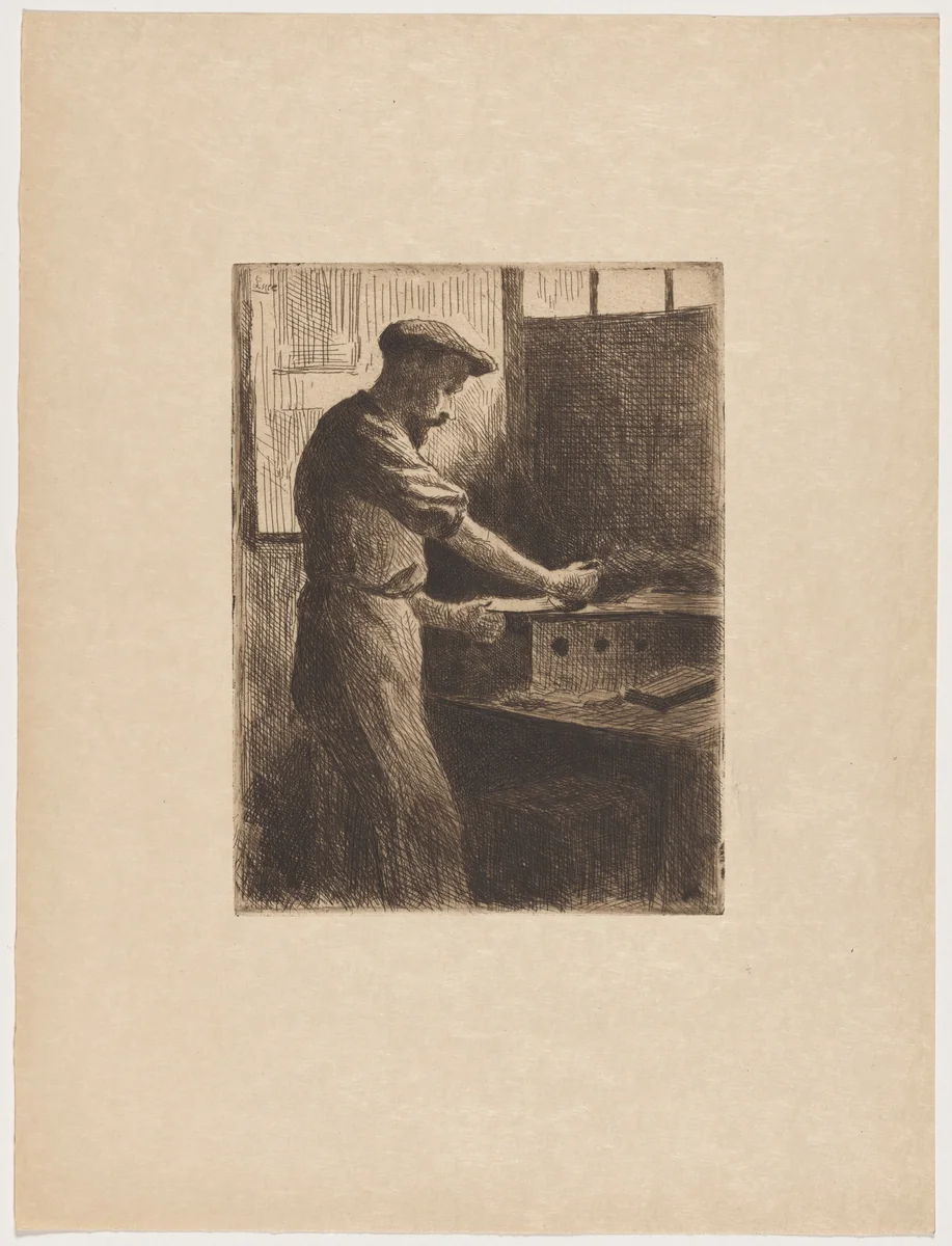 Auguste Delâtre au travail (Auguste Delâtre at Work) by Maximilien Luce, print, 1895