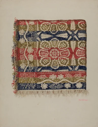 Jacquard Coverlet by Eva Wilson, index of american design, 1938