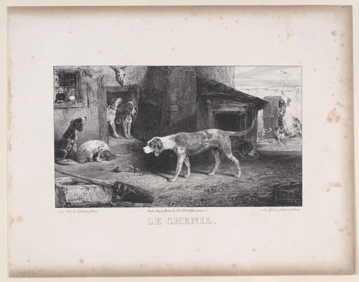 The Kennel, from "Hunting Scenes" by Alexandre-Gabriel Decamps, print, 1829