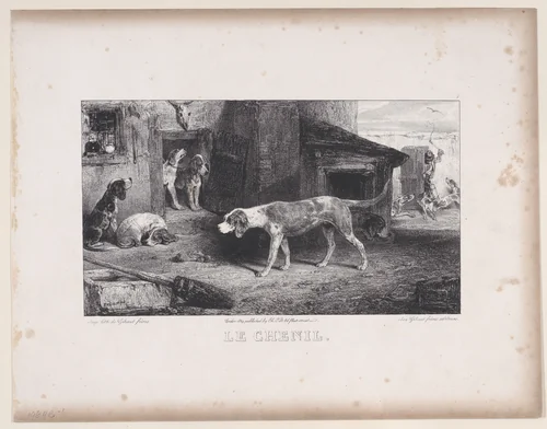The Kennel, from "Hunting Scenes" by Alexandre-Gabriel Decamps, print, 1829