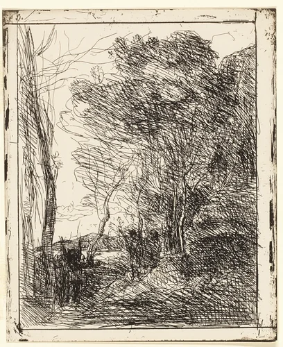 The Gallic Clearing by Jean-Baptiste-Camille Corot, print, 1857