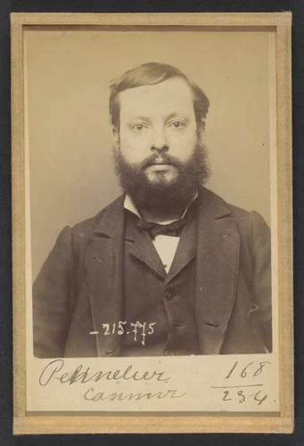 Pennelier. Casimir. Arthur. 36 ans, né à Billeuse (Somme). Clerc d'huissier. Anarchiste. 16/3/94. by Alphonse Bertillon, photograph, 1894