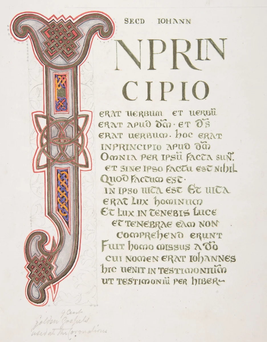 Illuminated Leaf with Initial "I" by Freeman Gage Delamotte, drawing, 1830-1862