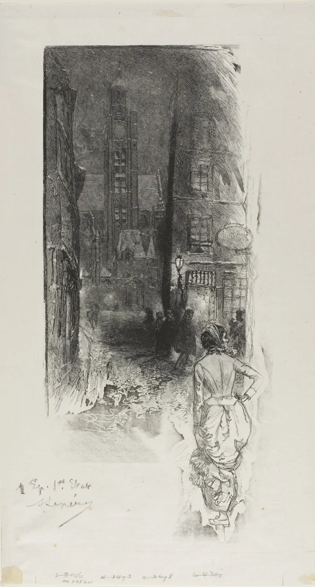 Paris: la Rue de la Montagne-Ste-Geneviève by Louis Auguste Lepère, print, 1886
