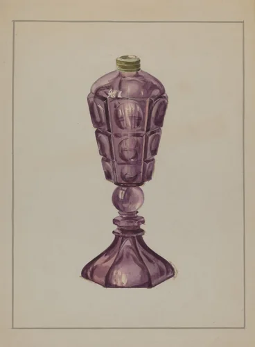 Amethyst Glass Oil Lamp by Marcus Moran, index of american design, 1936