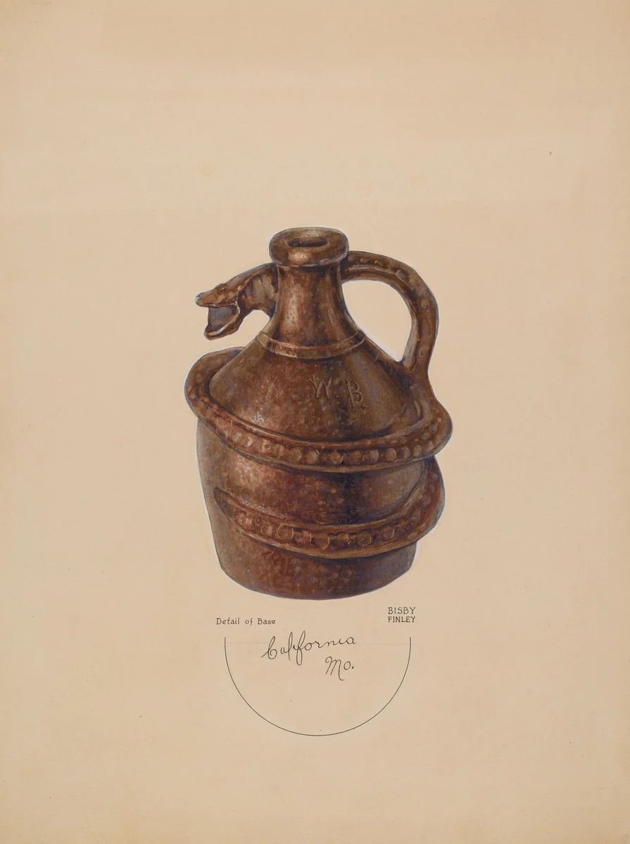 Pottery Jug by Bisby Finley, index of american design, 1938