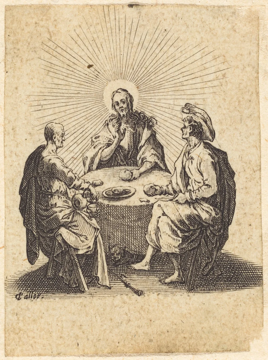 The Supper at Emmaus by Jacques Callot, print, 1618